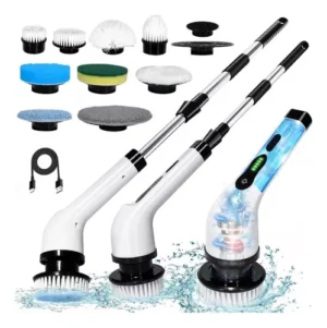 Escova De Limpeza Elétrica Multiuso Rotatória Magica Limpa Canto Friso Banheiro Cozinhha Esfregão Mop 9 Em 1 Bivolt Tippi