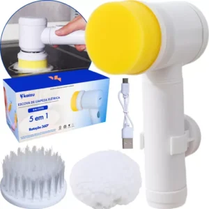 Escova Elétrica De Limpeza 5 Em 1 Giratória 360 Magic Multiuso Cozinha Banheiro Bivolt 127/220v Kaizu